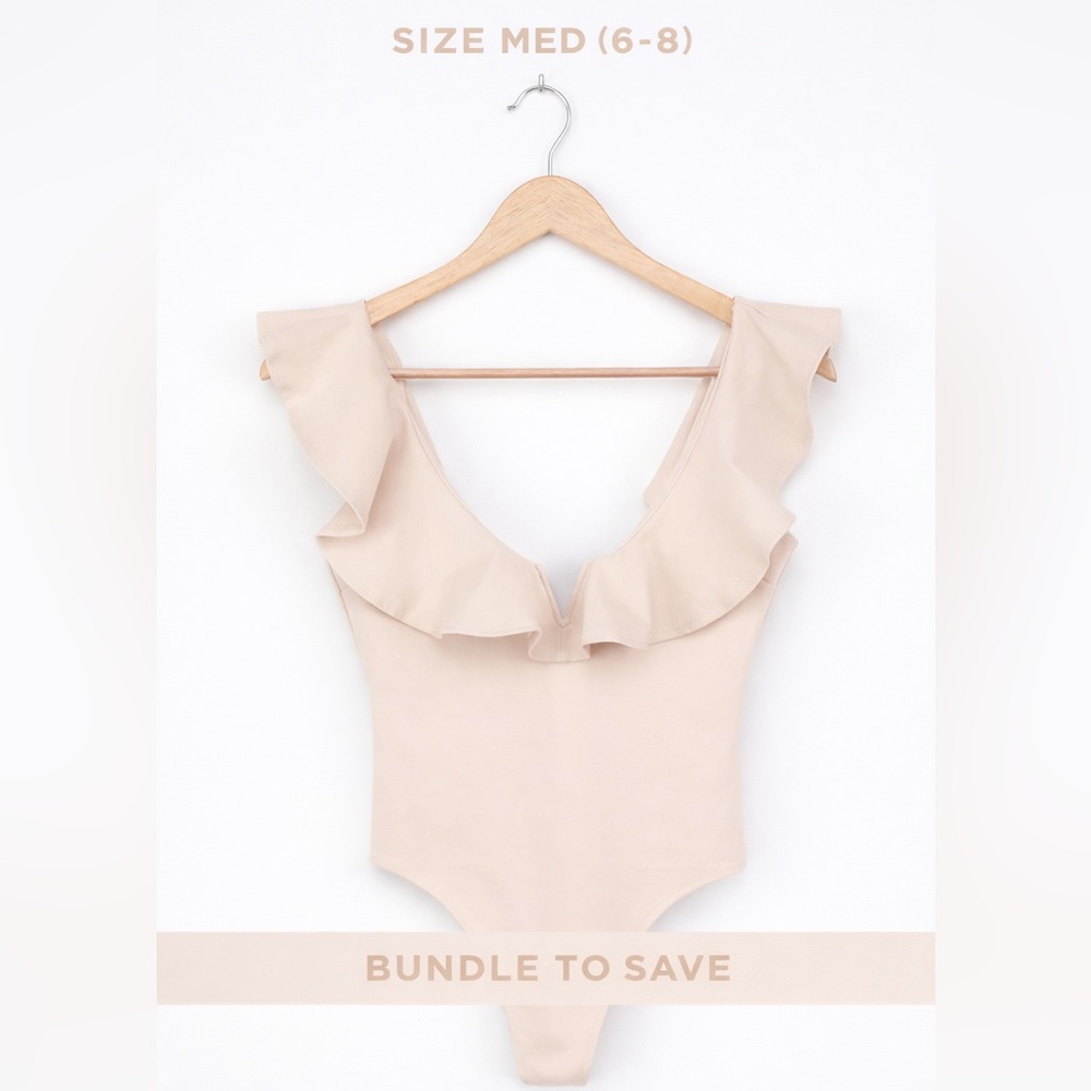 Elegant Cream Ruffle V-Neck Top